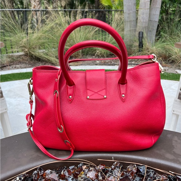 EUC w COA Auth Jimmy Choo Crossbody/Shoulder Bag Red Leather w/Gold Hardware - Picture 4 of 15